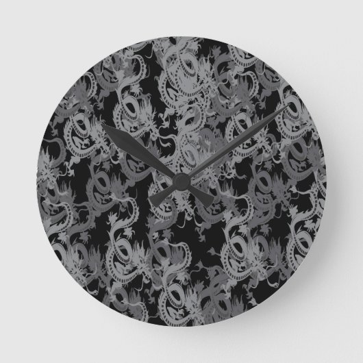 Chinesisch Ying Yang Dragon Runde Wanduhr (Vorderseite)