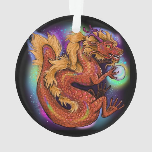 Chinesisch Zodiac 2024 Jahr des Drachenschmucks Ornament (Rückseite)