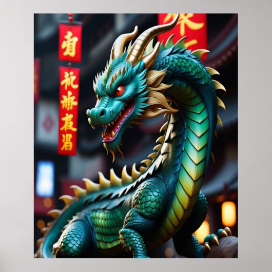 Chinesisch Zodiac Art Year of the Dragon Glowpunk Poster (Vorne)