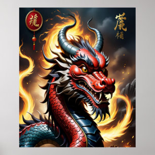 Chinesisch Zodiac Art Year of the Dragon Realistic Poster