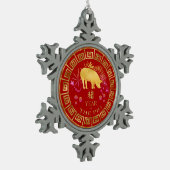 Chinesisch Zodiac Pig Red/Gold ID542 Schneeflocken Zinn-Ornament (Links)
