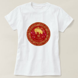 Chinesisch Zodiac Pig Red/Gold ID542 T-Shirt