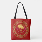 Chinesisch Zodiac Pig Red/Gold ID542 Tasche (Rückseite)