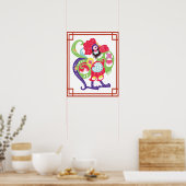 Chinesisch Zodiac Rooster Papercut Poster (Küche)