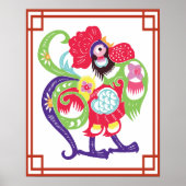 Chinesisch Zodiac Rooster Papercut Poster (Vorne)