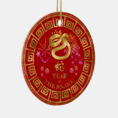 Chinesisch Zodiac Schlange Rot/Gold ID542 Keramik Ornament (Rechts)