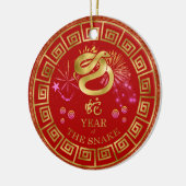 Chinesisch Zodiac Schlange Rot/Gold ID542 Keramik Ornament (Links)