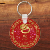Chinesisch Zodiac Schlange Rot/Gold ID542 Schlüsselanhänger (Vorderseite)
