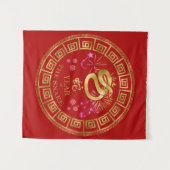 Chinesisch Zodiac Schlange Rot/Gold ID542 Wandteppich (Vorderseite (Horizontal))