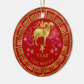 Chinesisch Zodiac Sheep Red/Gold ID542 Keramik Ornament (Links)