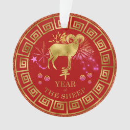 Chinesisch Zodiac Sheep Red/Gold ID542 Ornament