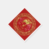 Chinesisch Zodiac Sheep Red/Gold ID542 Serviette (Ecke)