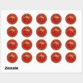 Chinesisch Zodiac Tiger Red/Gold ID542 Runder Aufkleber (Blatt)