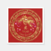 Chinesisch Zodiac Tiger Red/Gold ID542 Serviette (Vorderseite)