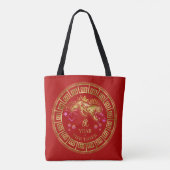 Chinesisch Zodiac Tiger Red/Gold ID542 Tasche (Rückseite)