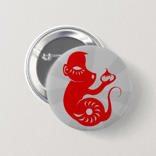 CHINESISCHE AFFE-ILLUSTRATION DES BUTTON (Vorne & Hinten)