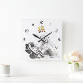 Chinesische Affe-Jahr-Tierkreis-Goldsymbol-Wanduhr Quadratische Wanduhr (Zuhause)