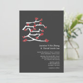 Chinesische Ai Liebe Kirschblüten Rote Sakura Hoch Einladung (Stehend Vorderseite)