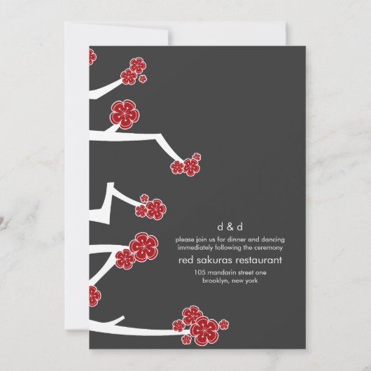 Chinesische Ai Liebe Kirschblüten Rote Sakura Hoch Einladung (Rückseite)