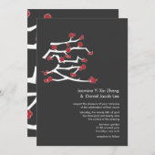 Chinesische Ai Liebe Kirschblüten Rote Sakura Hoch Einladung (Vorne/Hinten)