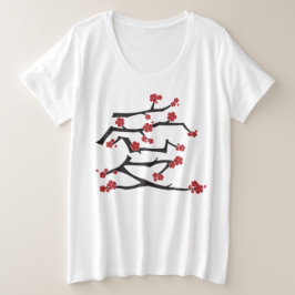 Chinesische Ai Liebe Kirschblüten Rote Sakura Hoch Große Größe T-Shirt
