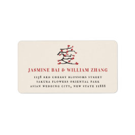 Chinesische Ai Liebe Rote Kirsche Blüten Rücksende Adressaufkleber