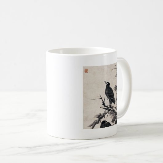 Chinesische antike Schwarz-Weiß-Malerei Kaffeetasse (VorderseiteRechts)