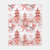 Chinesische Aquarellpagode mit Kirschblüten (3) Fleecedecke (Vorderseite)
