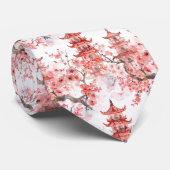 Chinesische Aquarellpagode mit Kirschblüten (3) Krawatte (Gerollt)