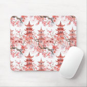Chinesische Aquarellpagode mit Kirschblüten (3) Mousepad (Mit Mouse)