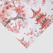 Chinesische Aquarellpagode mit Kirschblüten (3) Seidenpapier (Detail)