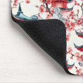 Chinesische Aquarellpagode mit Kirschblüten (8) Mousepad (Ecke)
