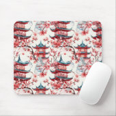 Chinesische Aquarellpagode mit Kirschblüten (8) Mousepad (Mit Mouse)
