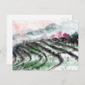 Chinesische Aquarellterrassen Postkarte (Vorne/Hinten)