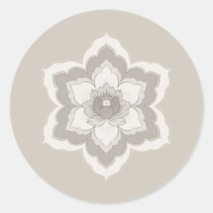 Chinesische Baoxiang-Blume in minimalistem Beige u Runder Aufkleber