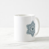 Chinesische Baoxiang-Blume in Misty Blue & Ink Jad Kaffeetasse (VorderseiteRechts)