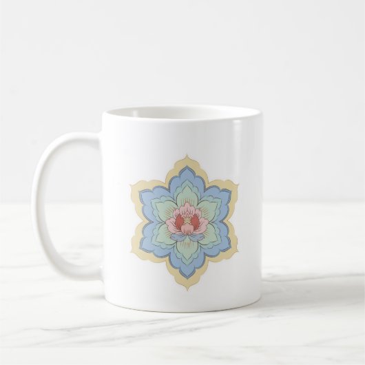 Chinesische Baoxiang-Blume in Peach & Sky Kaffeetasse (Links)