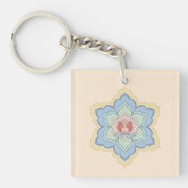 Chinesische Baoxiang-Blume in Peach & Sky Schlüsselanhänger