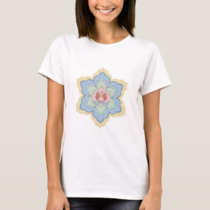 Chinesische Baoxiang-Blume in Pfirsich und Himmel T-Shirt