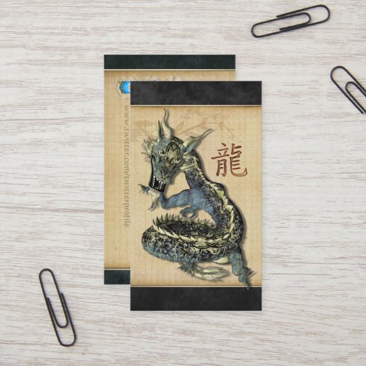 Chinesische blaue Drache-Visitenkarten Visitenkarte (Vorderseite/Rückseite Beispiel)