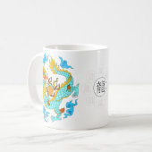 Chinesische blaue Drachen (v7) Kaffeetasse (Vorderseite Links)