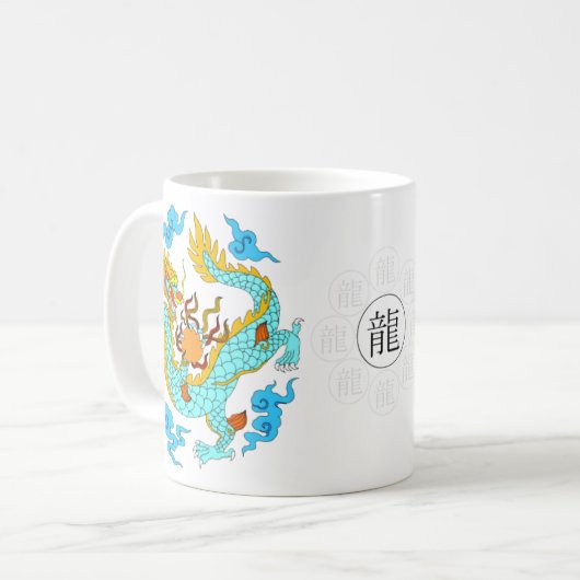 Chinesische blaue Drachen (v7) Kaffeetasse (Vorderseite Links)