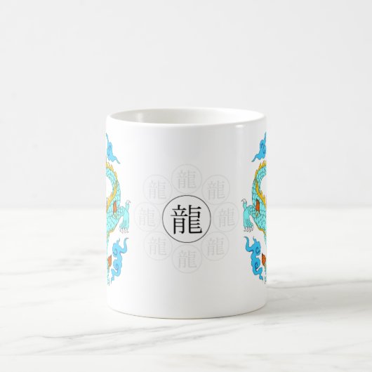 Chinesische blaue Drachen (v7) Kaffeetasse (Mittel)
