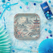 Chinesische Blautoilette Pappteller (Party)