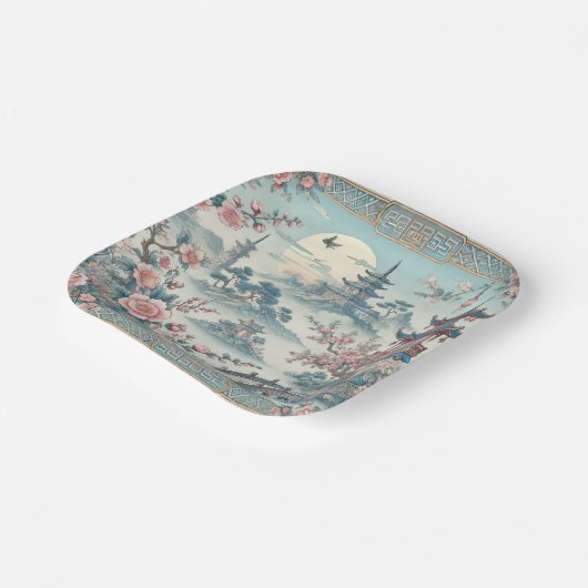 Chinesische Blautoilette Pappteller (Gewinkelt)