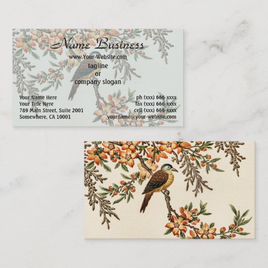Chinesische Blume & Bird, Vintag Garden Visitenkarte (Vorne/Hinten)