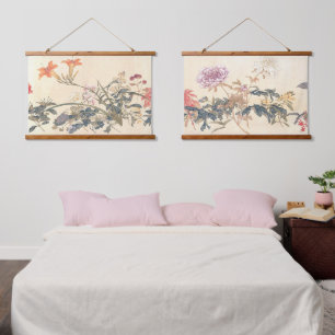Chinesische Blume-Gemälde von Ju Lian Print Wandteppich Mit Holzrahmen