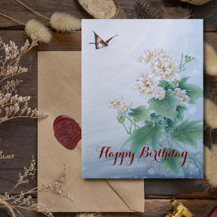Chinesische Blume mit Butterfly Feiertagspostkarte