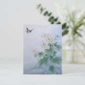 Chinesische Blume mit Butterfly Karte (Stehend Vorderseite)