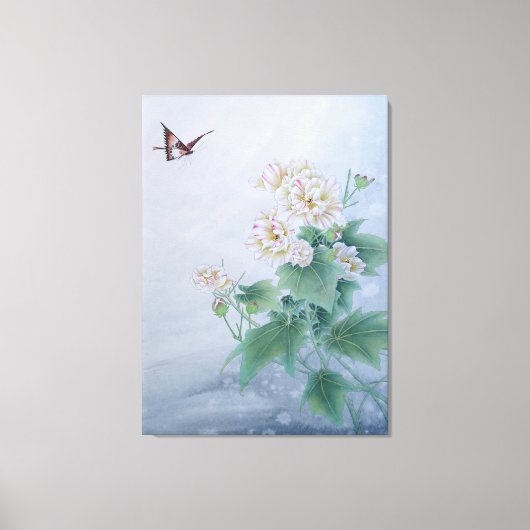 Chinesische Blume mit Butterfly Leinwanddruck (Vorderseite)